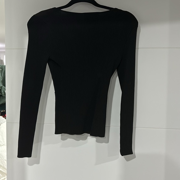 Suitable for work long sleeve ribbed plunge crossover long sleeve - Picture 2 of 4